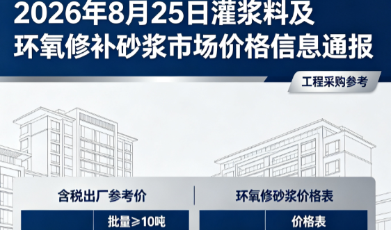 冷水江2026年8月25日灌浆料及环氧修补砂浆市场价格信息通报